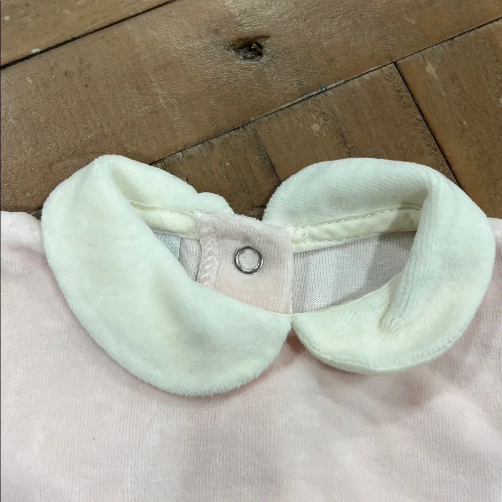 Pili carrera Spanish vintage pink velour teddy bear romper newborn 80’s 90’s
